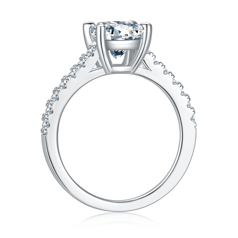 微镶蛋形S925银镀白金MoissaniteWomen's Ring2.0ctD级